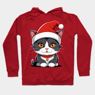 Adorable Cat with Christmas Hat Hoodie